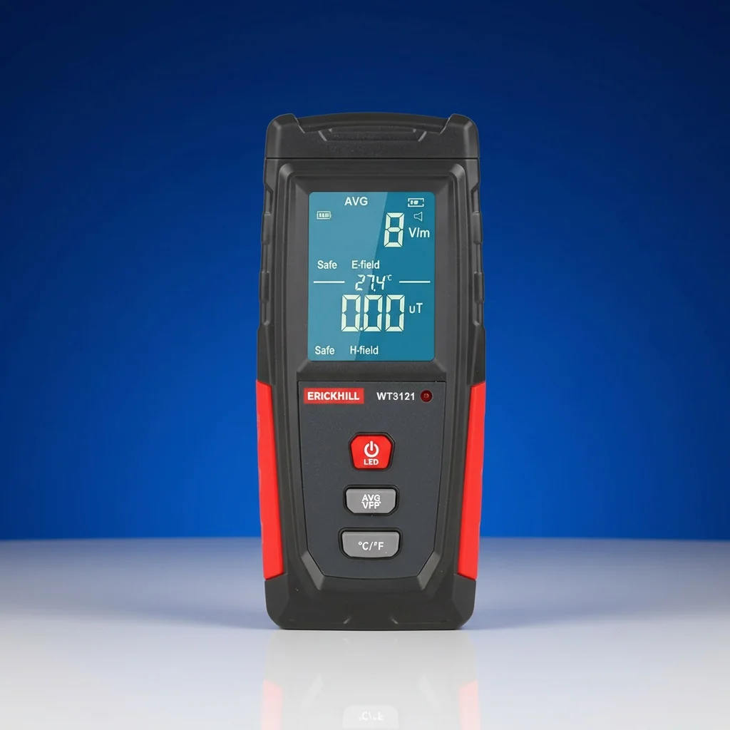 ERICKHILL EMF meter beside a TriField-style detector for comparison