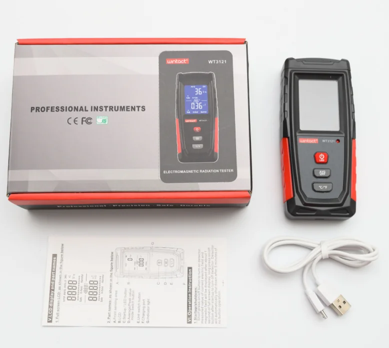 ERICKHILL EMF meter with clear LCD screen for troubleshooting home radiation questions.